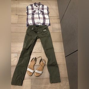 Patrizia Pepe Army Green MidRise Pocket Pleat Detail Pant See Description